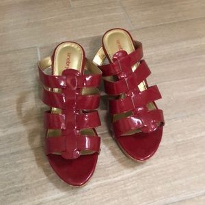 Red wedge sandals